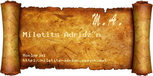 Miletits Adrián névjegykártya